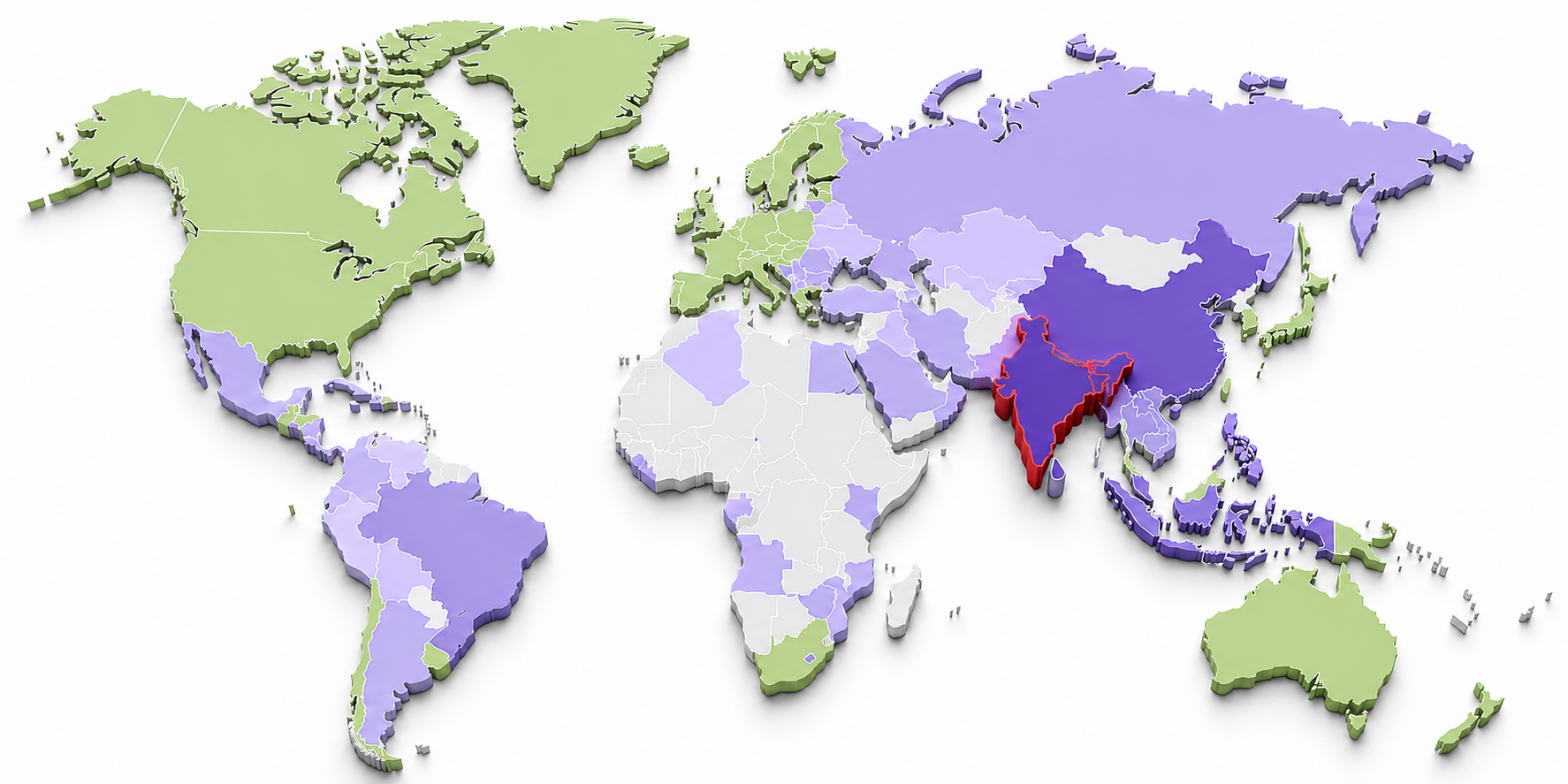 World map showing countries where asbestos is banned, still in use, or used in low or limited amounts.